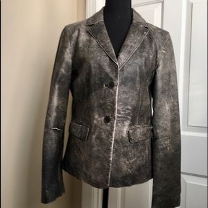 Genuine leather distressed  blazer sz 8
